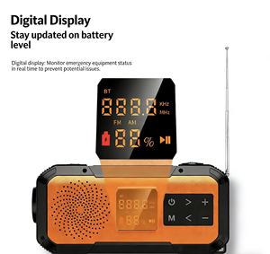 רדיו חירום נייד עם בנק כוח סולארי AM/FM נטען ביד, רדיו הישרדות רב תכליתי לקמפינג/חוץ - Product Image 2
