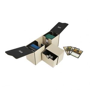 Boîte de rangement pour cartes en cuir PU personnalisable avec compartiment pour dés, coins carrés, portable pour jeux de société et cartes à collectionner - Product Image 1