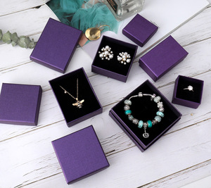 Wholesale Purple Ring Earring Paper Gift Boxes Custom Bangle Necklace jewelry packing boxes for gift sets in bulk