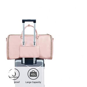 กระเป๋าเดินทางแบบพับได้ BSCI factory Convertible Suit Travel Bag สำหรับผู้หญิง พร้อมช่องใส่ของใช้ในห้องน้ำ สายสะพายไหล่ และช่องใส่รองเท้า - Product Image 5