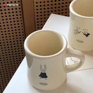 Whosale Cute Cartoon High Quality Breakfast Milk Soup Mug <b>Small</b> Waist Design Ceramic Mug for Home Kitchen Daily Use - Product Image 2