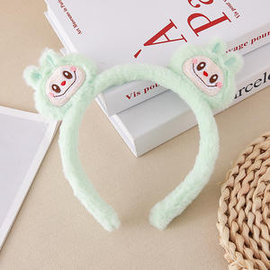 عصابة رأس بآذان أرنب مخملية، إكسسوار شعر كرتوني لطيف للفتيات، زينة للحفلات، مشبك شعر على شكل قلب لغسل الوجه، إكسسوارات شعر مرحة - Product Image 2