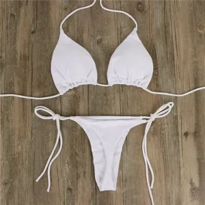 Bikini de Gasa Rosa con Detalles de Encaje, Top de Bikini con Relleno y Push-Up para <span class=keywords><strong>Mujer</strong></span> con Busto <span class=keywords><strong>Grande</strong></span>, Sin Varillas - Product Image 4