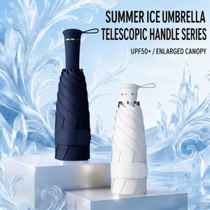 Paraguas Plegable de 5 Secciones con Mango Telescópico Retráctil, Protección UPF50+, Toldo Ampliado, 8 Varillas de Acero, para Mujeres, Viajes, Desplazamientos Diarios - Product Image 1