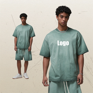 Camiseta Casual de Algodón 100% de 250G con Logo Personalizado al por Mayor, Hombro Caído, Lavado a la Cera Vintage, Efecto Desgastado, Varios Colores, Estilo Urbano - Product Image 2