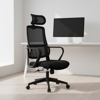 Chaise de bureau ergonomique en maille - Appui-tête intégré, pivotante et réglable en hauteur, dossier respirant pour une longue séance assise