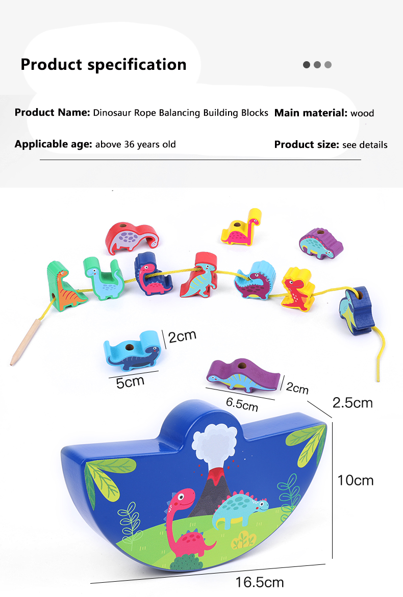Wholesale Dinosaurs Balance Building Block Toys Wooden Puzzles Early Learning Kids Games Educational Child Toy