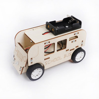 Autobús Escolar Motorizado, Rompecabezas 3D de Madera, Juego de Construcción de Madera de Abedul Sostenible, Aprendizaje STEM Montessori, Circuitos Resistentes