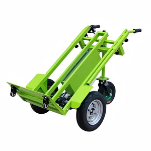 Chariot à main pliable en acier vert à quatre roues, chariot industriel à plateforme, capacité de 600 kg - Product Image 1