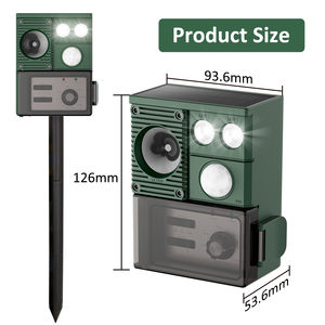 New x-pest thông minh siêu âm năng lượng mặt trời động vật Repeller Powered với mạnh mẽ PIR nhấp nháy đèn đẩy lùi con chó mèo chuột - Product Image 6