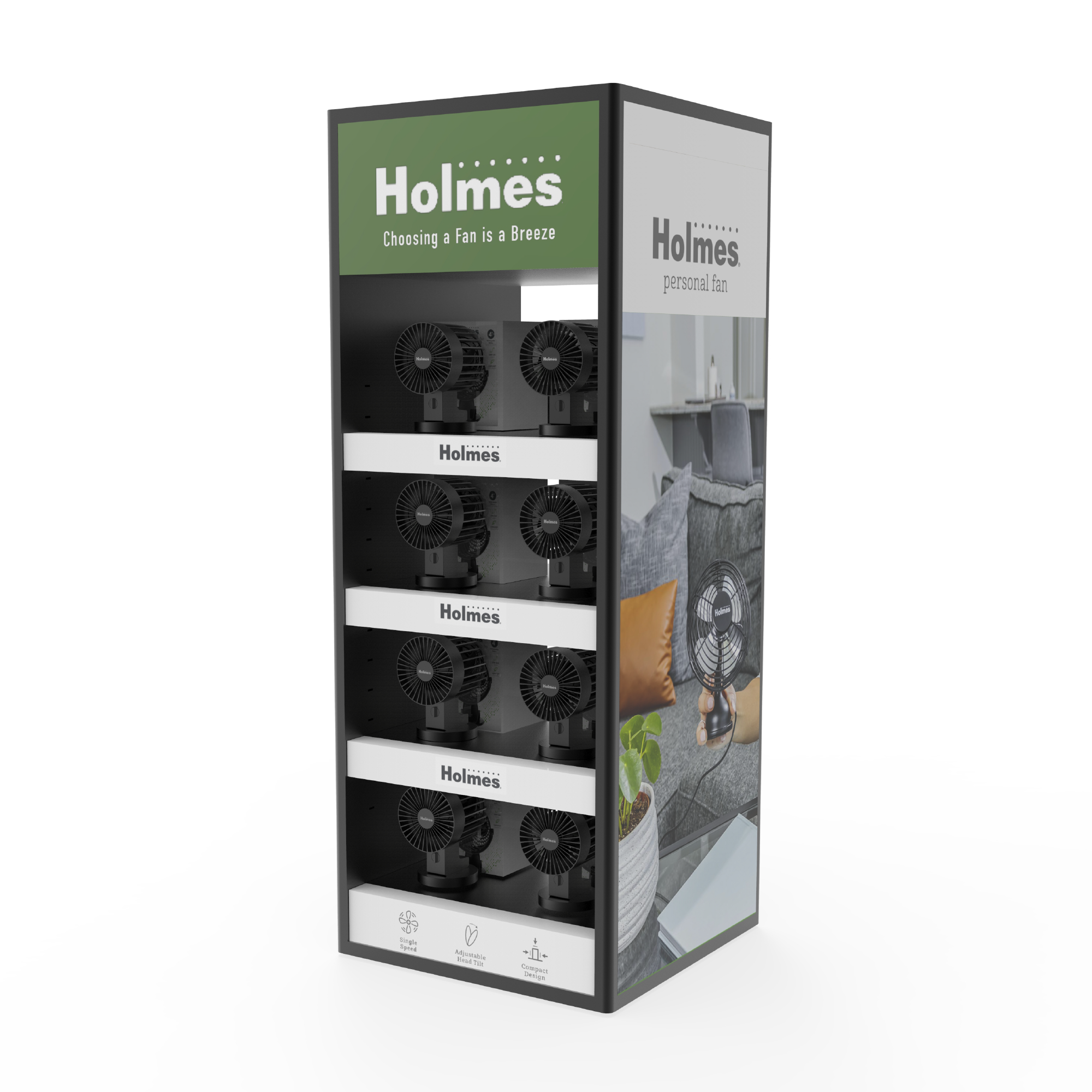 Small Household Fan with Metal Laminate Display Frame for Supermarket Shelves