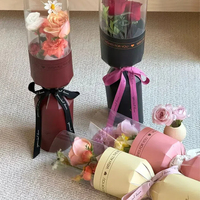 Papier d'emballage pour petit bouquet de fleurs, avec fenêtre transparente, revêtement PE, style en pâte vierge, pour œillets et roses, pour la Fête des Mères