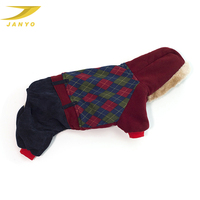 Combinaison d'hiver à capuche pour chien Teckel, couleur personnalisée OEM, motif Argyle et patchwork, quatre pattes, en polaire chaude, tenue pour animaux de compagnie, vente en gros