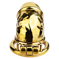 FRRK Cage de chasteté dorée pour homme, dispositif de chasteté, ceinture de chasteté, cages à pénis avec cathéter en silicone, plug urétral, jouet sexuel pour hommes, vente en gros