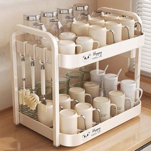 Soporte para botellas de agua OY-HS Bear, estante de drenaje de doble capa para almacenamiento de tazas de cocina, tamaño L - Product Image 1