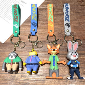 Porte-clés en PVC créatif Zootopia, figurines de lapins Nick et Judy, breloque de sac pour couple, cadeau anime pour occasions festives - Product Image 1