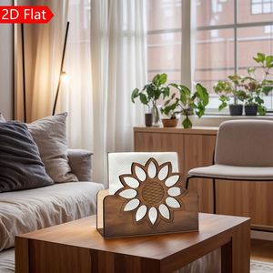 Porta Servilletas Rústico con Diseño de Girasol, Dispensador de Papel Decorativo de Madera Minimalista para Restaurantes, Hoteles y Cafés - Product Image 2
