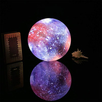 Lampe de ciel étoilé télécommandée en PVC imprimé en 3D Colorful Planet Moderne 16 couleurs Lumière lunaire avec alimentation CC Rechargeable