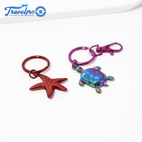 Pendentif de sac à dos et porte-clés en alliage de zinc, style luxe, motif tortue arc-en-ciel tendance, forme étoile de mer rouge personnalisée