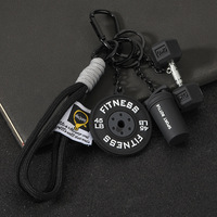 Porte-clés populaire en silicone et PVC, ensemble d'haltères de fitness, accessoire de sac à dos, ornement décoratif pour bouteille d'eau de sport