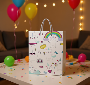 Borsa Regalo Serie Gattini Mi House Market, Stampa Laser Argento, Bomboniera per Feste di Compleanno 0+ Mesi, in Carta - Product Image 2