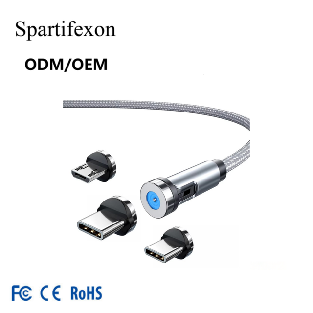 3-in-1 180° Rotating Magnetic Data Cable Type-C Magnetic Charging CableDe Carga Magnetico Tipo C
