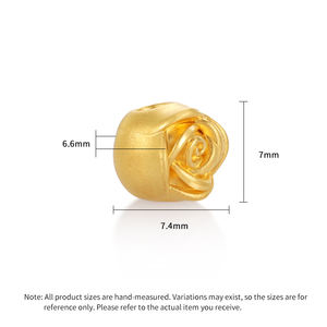 Hermosa y lujosa pulsera en forma de rosa de oro macizo de 24 quilates con cuentas accesorios de joyería de oro puro - Product Image 4