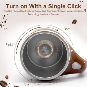 Tasse à agitation automatique portable rechargeable en acier inoxydable tasse à <span class=keywords><strong>café</strong></span> et à milkshake rotative adaptée au voyage à domicile - Product Image 3