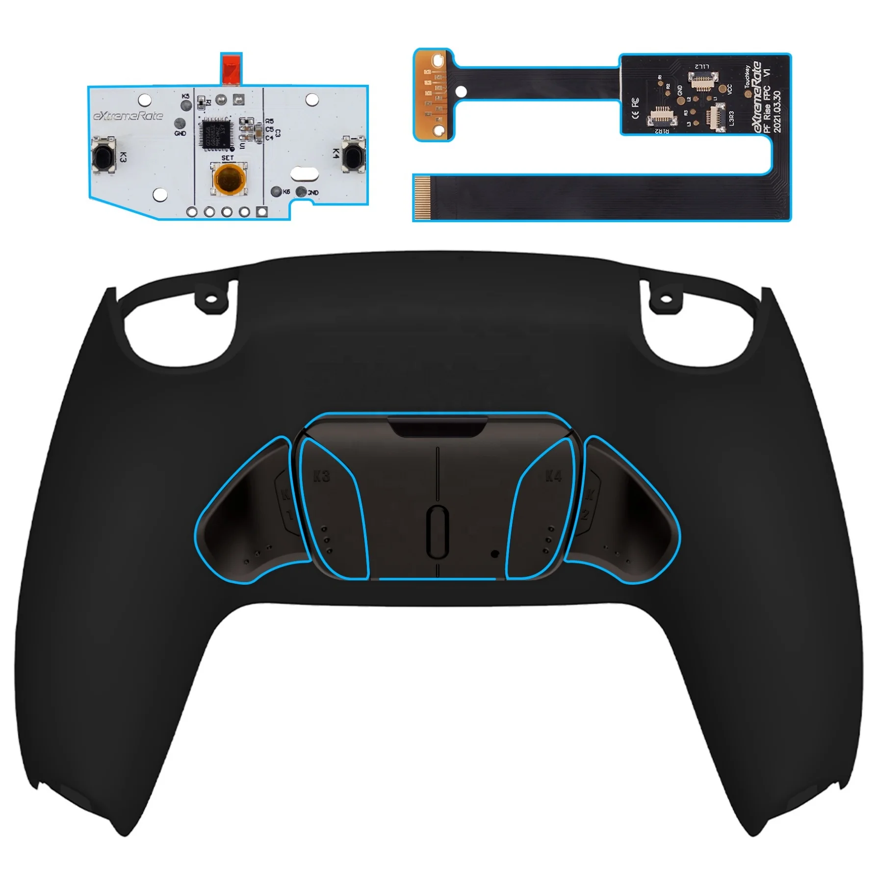 For <strong>PS5</strong> Playstation5 Accessory Modification Kit Black <strong>PS5</strong> Rise4 Back Button Modchip Back Paddle EXtremeRate Dualsense <strong>PS5</strong> Remap