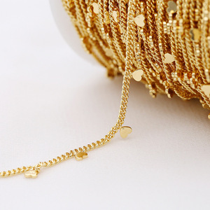 Wholesale 1.6mm <b>Copper</b> Link <b>Chain</b> With 0.6*3mm Heart Charms | DIY Jewelry Making Supplies | Handmade Accessories Material - Product Image 1