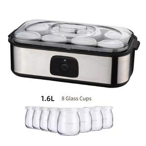 Preparación de yogur griego portátil de acero inoxidable de grado alimenticio Control mecánico 8 frascos de vidrio 1.6L Fabricantes de yogur eléctrico - Product Image 3
