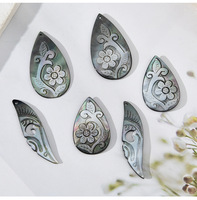 Coque noire sculptée goutte d'eau tahitienne noire nacre pendentif breloque pour bricolage boucles d'oreilles collier accessoires