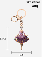 Porte-clés Ballerine en Strass, Porte-clés Fille Danseuse de Ballet en Cristal, Breloque Émail Coloré, Cadeau Souvenir pour Recital de Danse