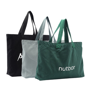 Dinghe OEM & ODM tùy chỉnh tái chế đồng bằng Hữu Cơ bông vải tote túi lớn tái sử dụng vải bông mua sắm túi với logo - Product Image 1