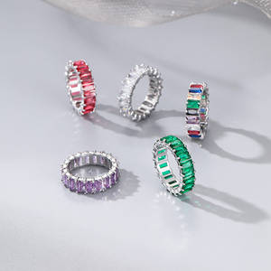 Anillo de compromiso de acero inoxidable con promesa de eternidad de circón colorido a la moda para mujer para fiestas, aniversarios, accesorios de joyería - Product Image 3