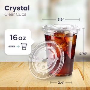 Vasos Desechables de PET con Logotipo Impreso en Serigrafía Personalizada, con Tapas, Tamaños de 12-24 oz, Transparentes, de Pared Simple, para Bebidas de Boba/Té con Leche - Product Image 5