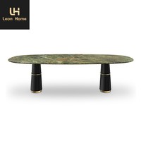 Ensemble de table à manger en marbre vert scandinave minimaliste de haute qualité pour villa, patio, balcon