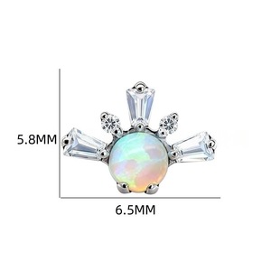Aurora Opal Snowflake Ear <b>Studs</b> <b>Titanium</b> Alloy Prong Setting Geometric Jewelry Heads For Cartilage Piercing Gift - Product Image 2