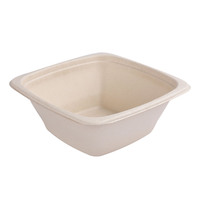 Einweg-Geschirr Umweltfreundliche Biologisch Abbaubare Quadratische Zuckerrohr-Bagasse-Schüssel mit PET-Deckel Mikrowellengeeignet für Camping Hotels