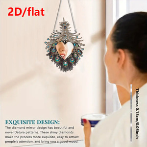 Kit de miroir mural DIY Diamond Art à <span class=keywords><strong>peinture</strong></span> diamantée complète, avec miroir plat 2D et outils complets pour la décoration intérieure - Product Image 2