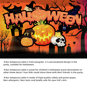 Tatuajes Temporales Impermeables de Halloween de 70x130mm con Diseño de <span class=keywords><strong>Calabaza</strong></span>, Dulces y Fantasmas en 3D para Decoración de Fiestas Infantiles por Jiangmei - Product Image 5