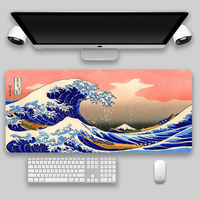 Tapis de souris XXL en caoutchouc naturel à motif vague océanique, surface lisse, antidérapant, personnalisable avec logo, écologique, pour le gaming – Vente chaude