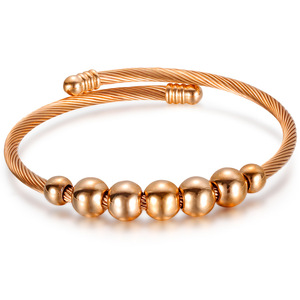 Women's Zinc Alloy <b>Beaded</b> <b>Bracelet</b> 3mm Round Ball Openable Sliding Elastic Wristband Gift Jewelry - Product Image 5