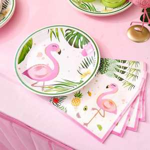 Assiettes en papier jetables OEM Flamingo rose 7 pouces – Fournitures modernes pour fêtes tropicales Luau – Vente directe usine – Assiettes Luau CMYK - Product Image 3