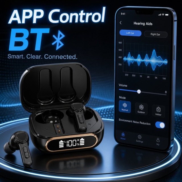 TS756 BT Hearing Aids Binaural 32 Channels Digital Audio Amplifier APP Control Rechargeable Earbuds for Elder Care