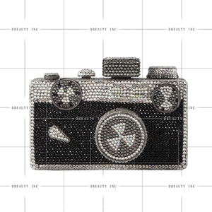 Women Vintage <b>Camera</b> Crystal Evening <b>Bag</b> Dazzling Rhinestones Clutch Purse Chic Handbag for Wedding Guest Theme Party - Product Image 2