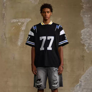 T-shirt pour homme en coton 100% de haute qualité, tricoté, logo personnalisé en strass, broderie, coupe ample, manches courtes - Product Image 1