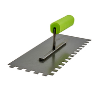 Truelle à encoches carrées, manche en plastique vert vif, acier inoxydable, outil de pose de carrelage et de construction