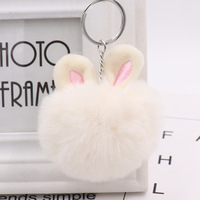 Pendentif de sac en fausse fourrure imitation lapin avec oreilles de lapin mignonnes, porte-clés de voiture en fourrure, cadeaux en gros