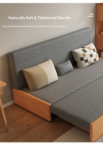 XHA New solid wood <b>sofa</b> bed with adjustable foldable and extendable features for sitting lying down and in <b>small</b> living rooms - Product Image 6